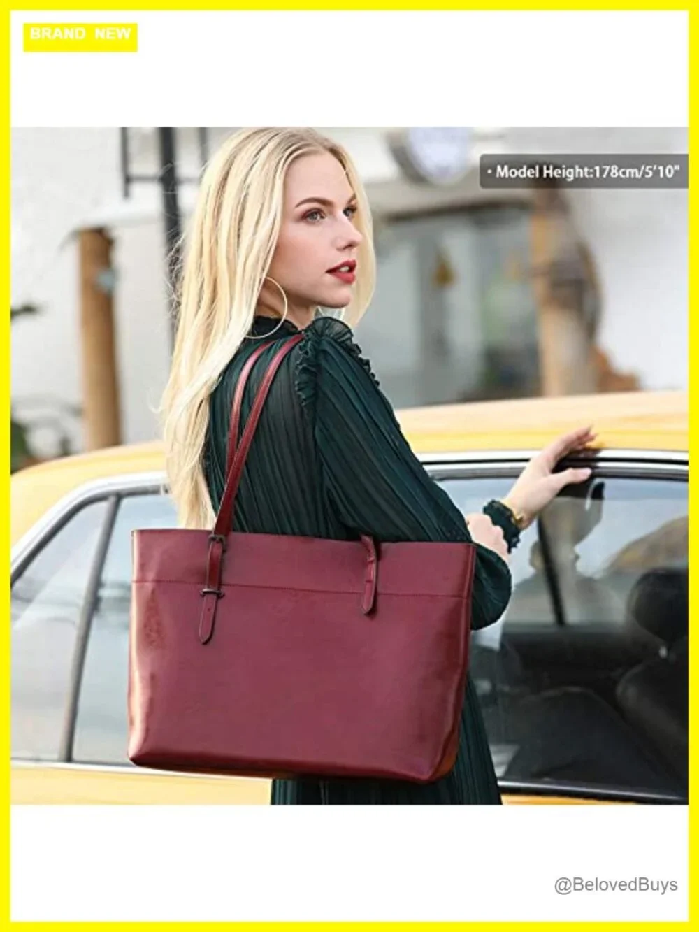 Vintage Genuine Leather Tote Satchel Shoulder Bag with Top Handles